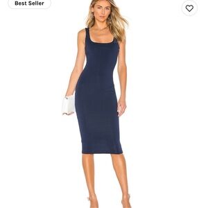 Superdown Midi dress deep navy blue stretchy material size MEDIUM